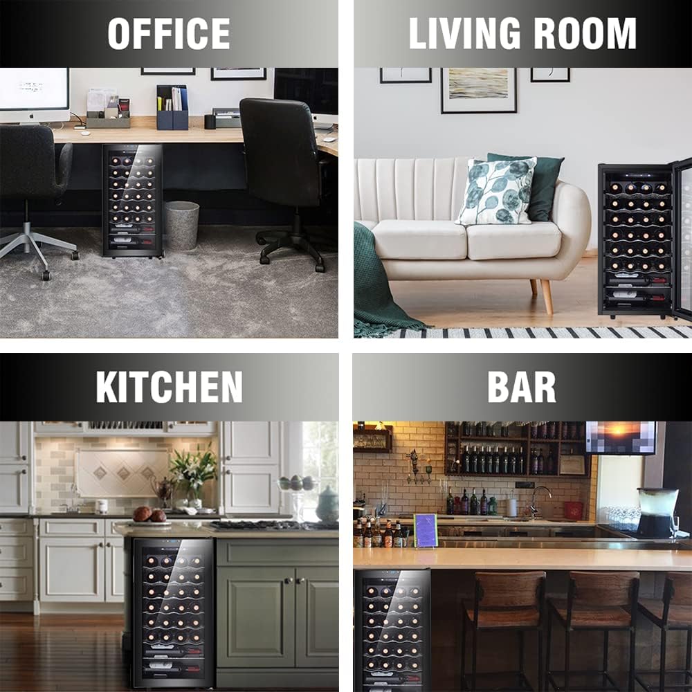 STAIGIS Freestanding Wine Cooler Refrigerator, 3.2 Cu. Ft Beverage Fridge - 28 Bottle & 120 Can Capacity Mini Fridge Bundle - Glass Door Fridge with Adjustable Shelves : Appliances