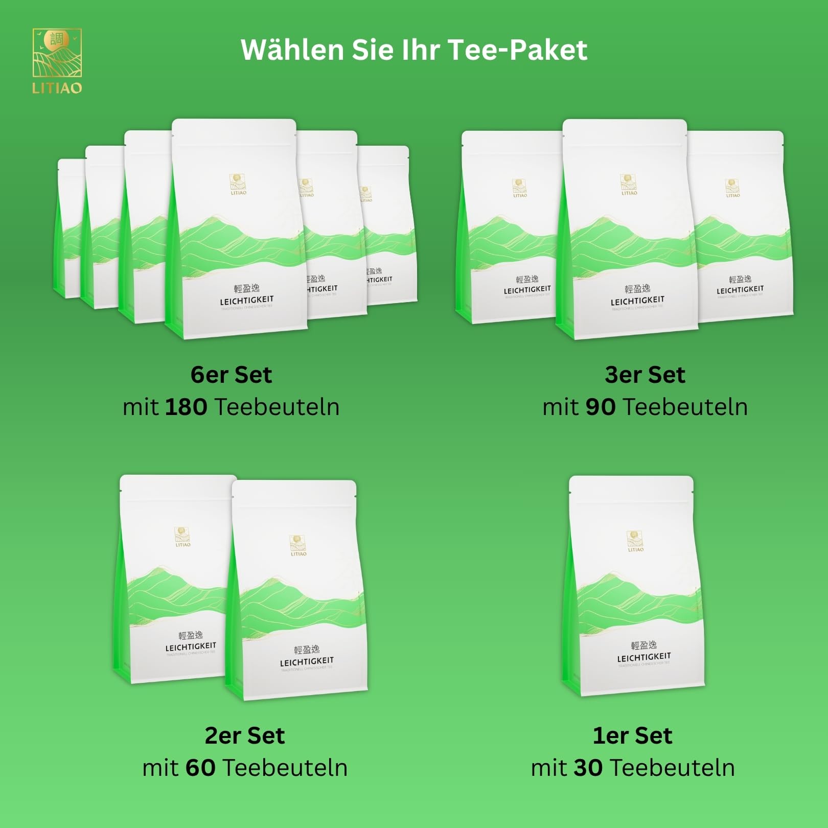 NEU - LITIAO® LEICHTIGKEIT Kräutertee mit 8 rein natürlichen TCM-Kräutern, 6er Set