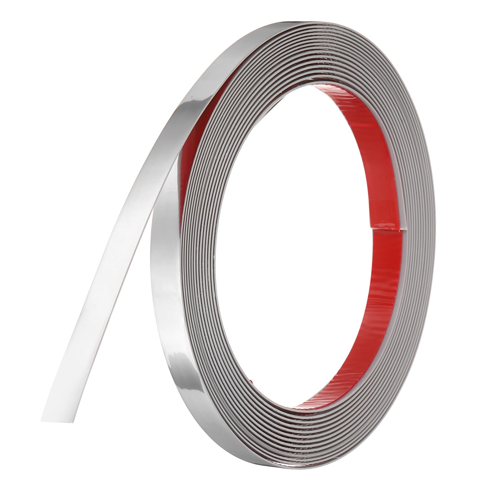 sourcing map Silver Peel and Stick Molding Trim, 0.6 Inch x 19.7 ft Self-Adhesive Mirror Tape, Flexible PVC Border Strip for Wall Decoration Tile Edge Ceiling Floor Frame Furniture Decoration โ image 1