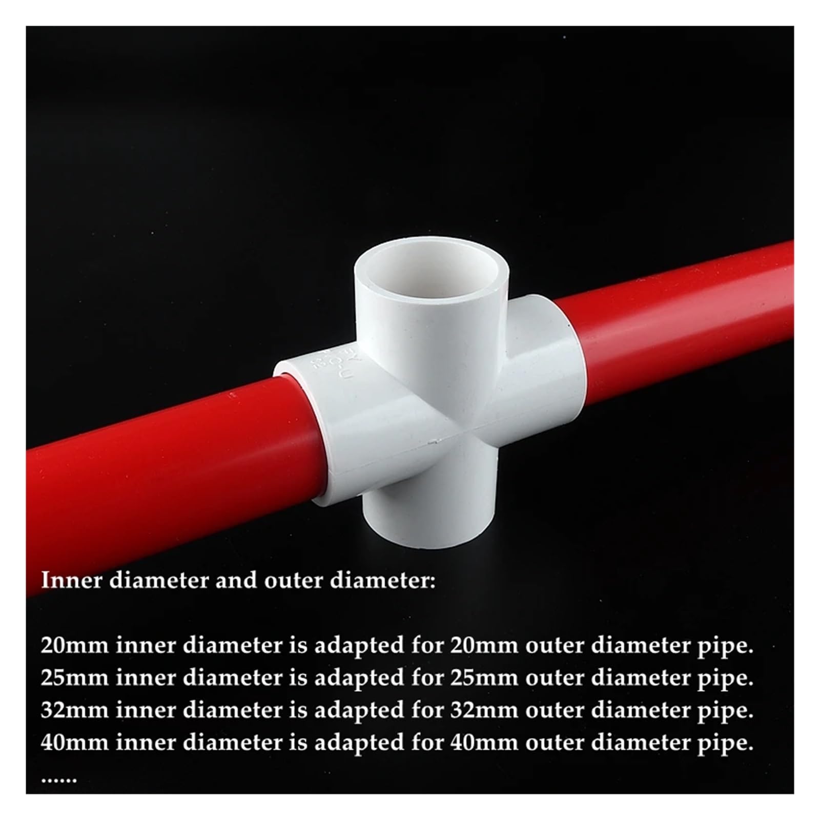 Raccordo a croce a 4 vie da 63/75/90/110/160 mm Raccordo/tubi in PVC/irrigazione, giunto rapido a 4 vie di grandi dimensioni(160mm inner dia)