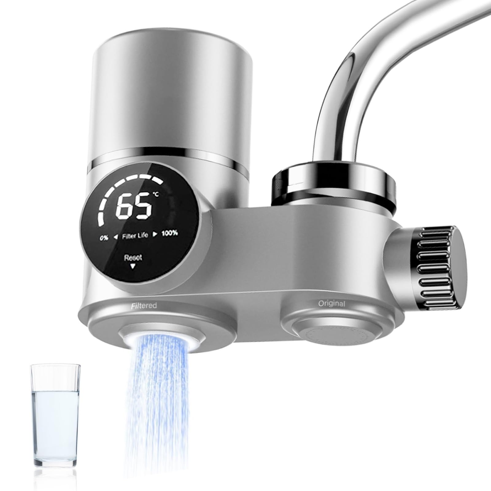 Filtro Per Rubinetto Con Display Digitale, 7 Fasi Di Filtrazione E Sterilizzazione UV, Autoalimentato A Turbina, Montaggio Facile Senza Attrezzi