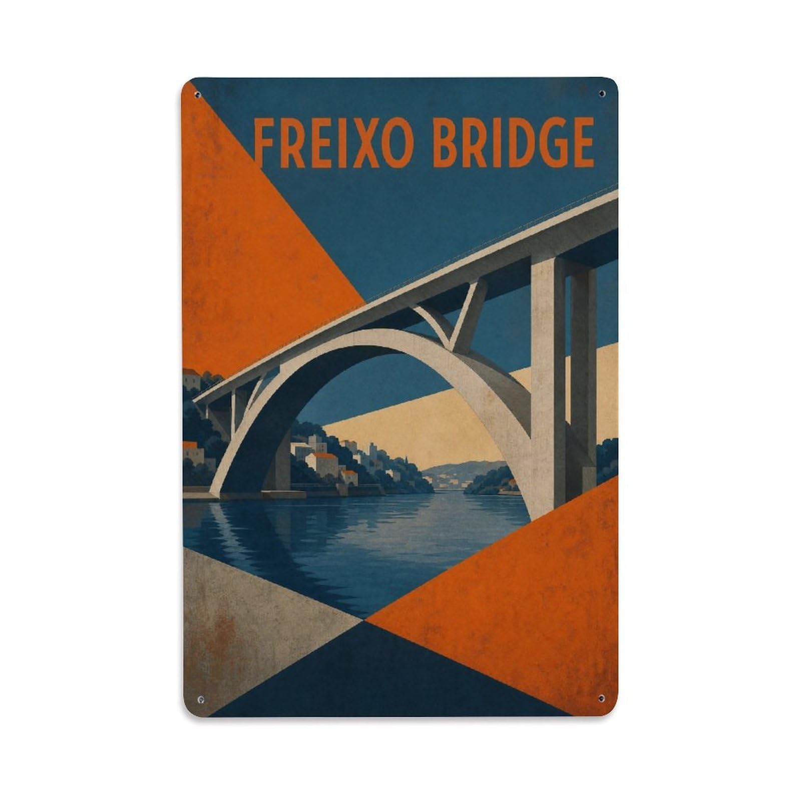 Yrnq 08X12inch Vintage Style Vintage Freixo Bridge River Crossing Portugal Metal Tin Sign
