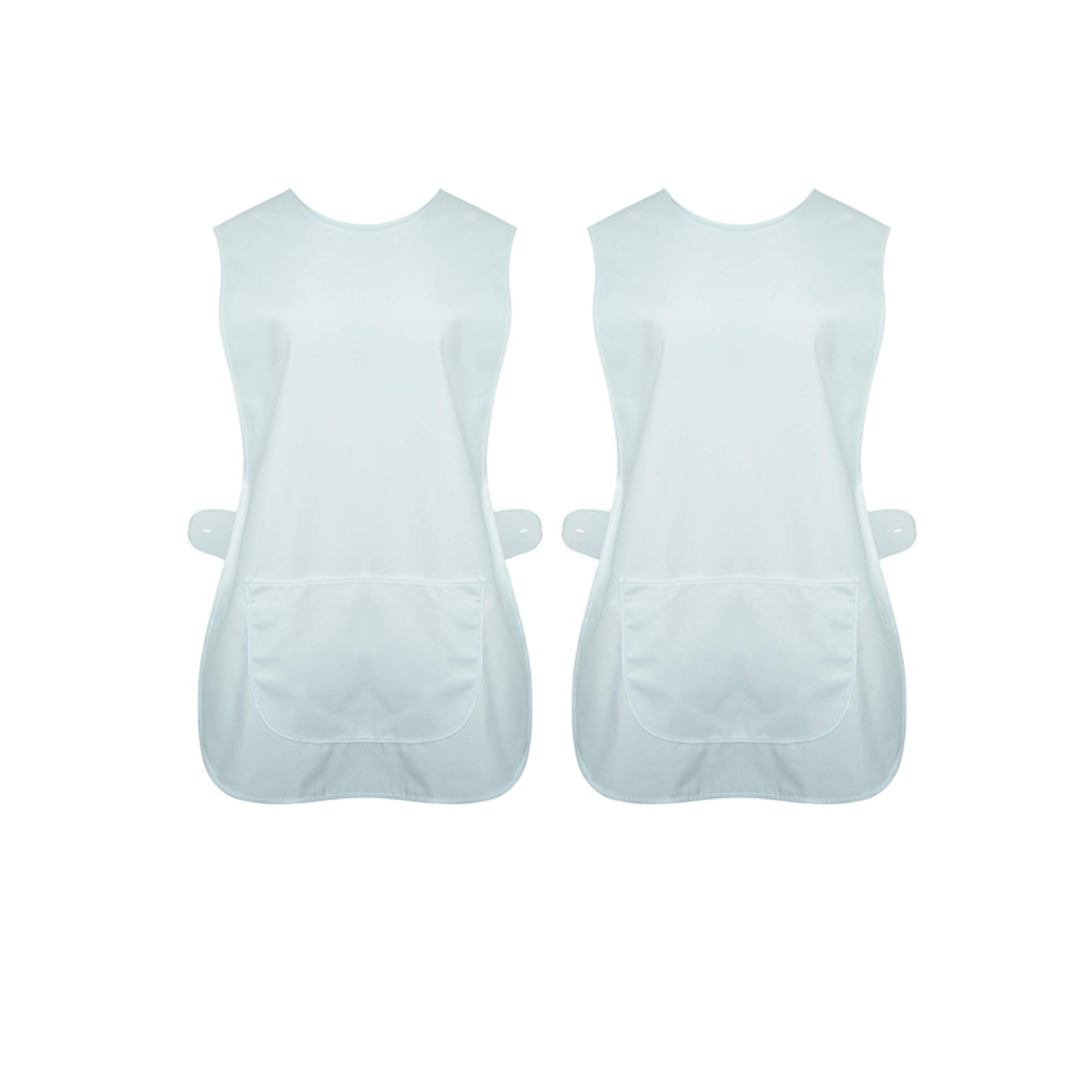 Indx-Clothing Women's White / Pack Of 2 Tabard Apron Kitchen Overall Catering Tabbard Cleaning Pocket (White/Pack Of 2, Xxos/Xx-Large/Uk 24-26)