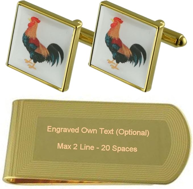 Amazon Co Jp フランスの鶏のゴールド トーン カフスボタン お金クリップを刻まれたギフトセット シューズ バッグ