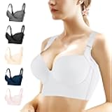 Women's Push Up Bra,Full-Coverage Underwire Bra,Hide Back Fat Deep Cup Bra,Smoothing T-Shirt Bra,Sculpting Uplift Bra