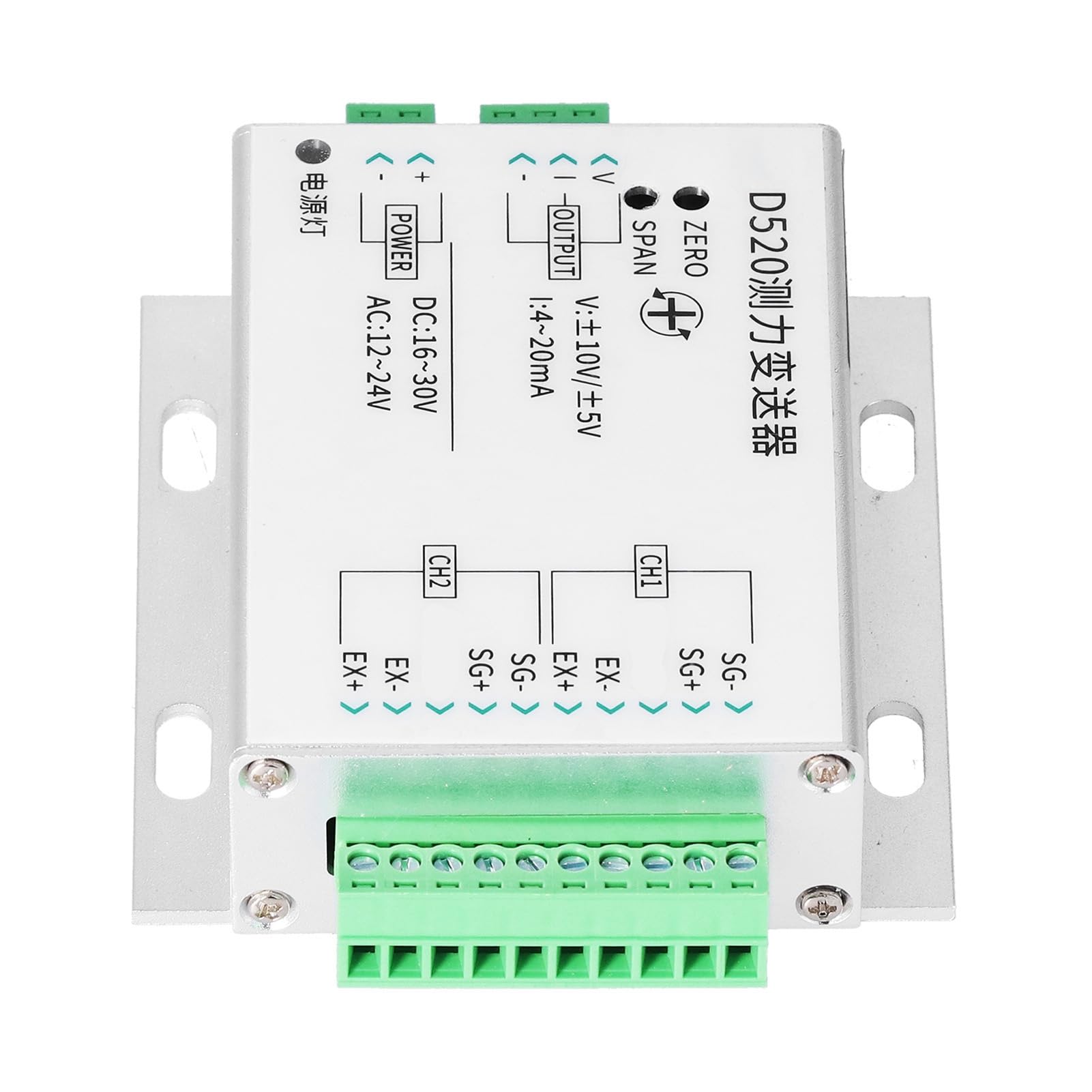Con diseño de salida 2 en 1, sensor transmisor de presión del transductor de medición de fuerza, salida de 0-20 mA, alimentación de 16-30 V CC, 12-24 V CA, precisión de (Voltaje 0-±5V)