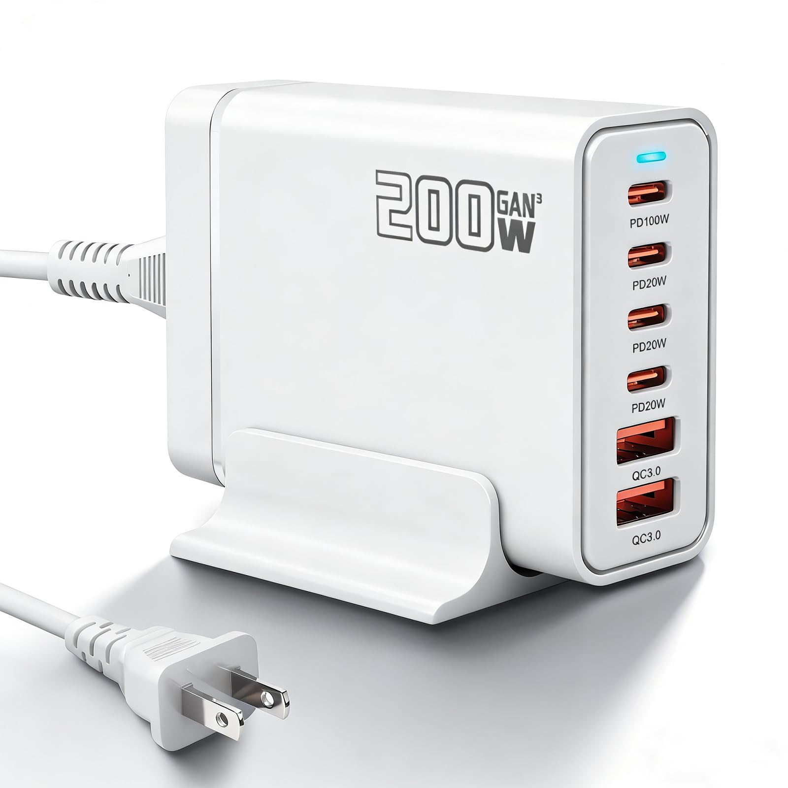 Cecosy 200W USB C Fast Charger, GaN Ⅲ PD 100W Charging Station, Upgraded 6-Port USB-C Fast Charging, Adapter for iPad iPhone 17 16 15 14 12, MacBook Pro, Samsung Galaxy