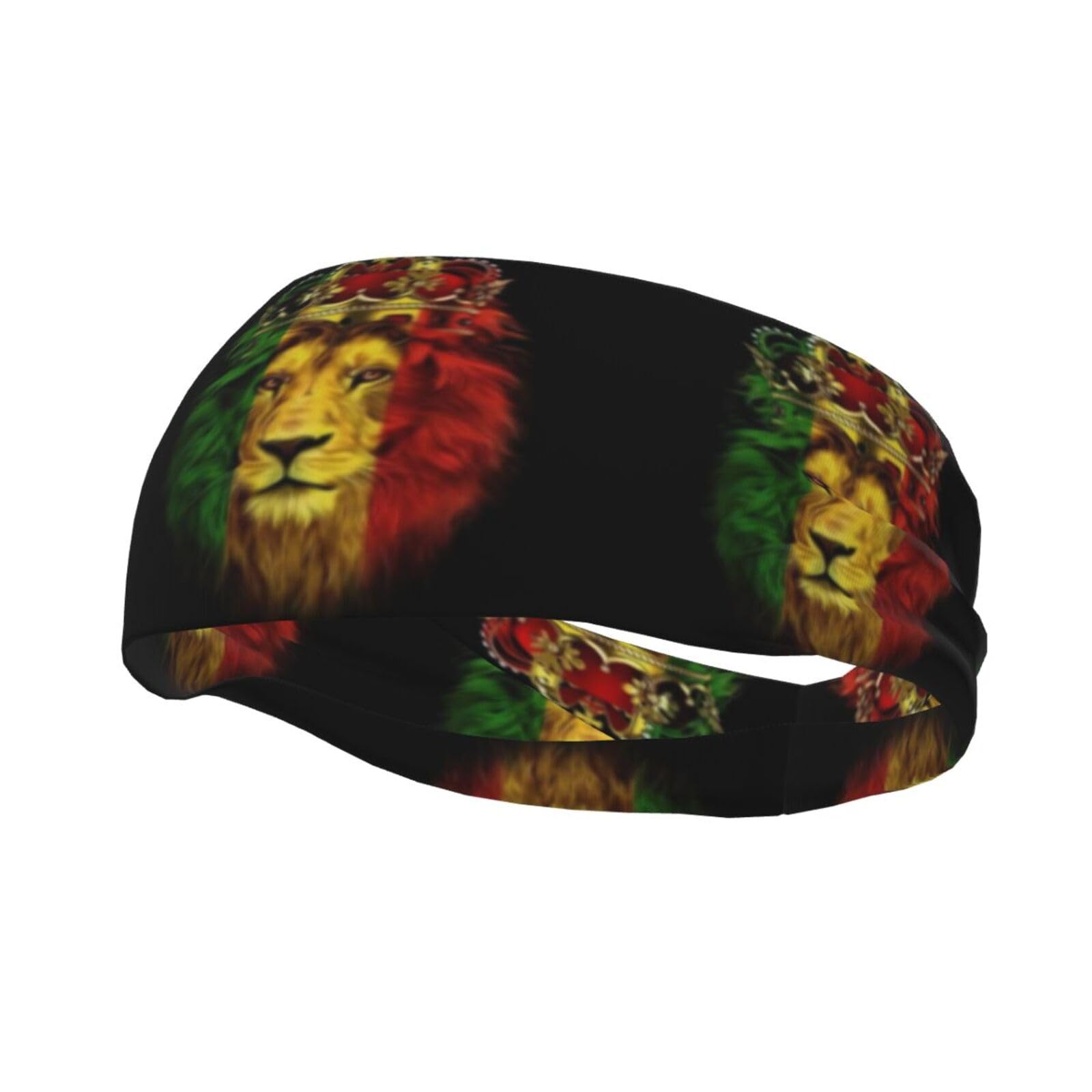 FuriTou Jamaican Rasta Reggae Judah Lion Sports Headband for Women Men Workout Headbands Elastic Wicking Sweatbands