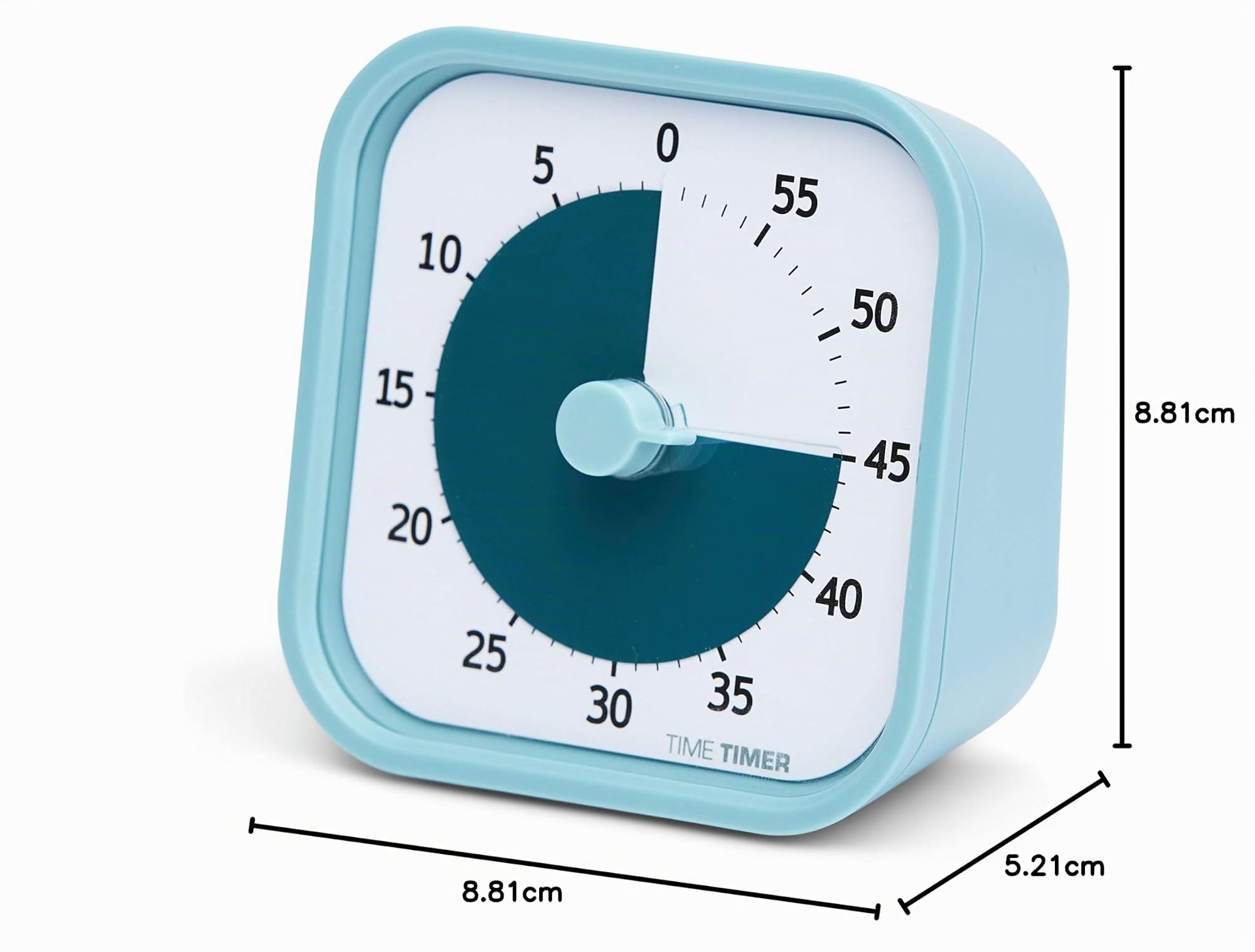 Time Timer Home Mod — Temporizador Visual de 60 Minutos Edición Casa – Herramienta de Estudio, Temporizador para Escritorio De Niños, Oficina y Reuniones con Funcionamiento Silencioso Azul Aguamarina