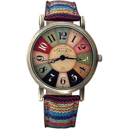 Creative Multicolor Watch for Women Woven Strap Fashion Rainbow Pattern Women's Watches Boho Hippie Watch Casual Style Wonderful Ladies Gift