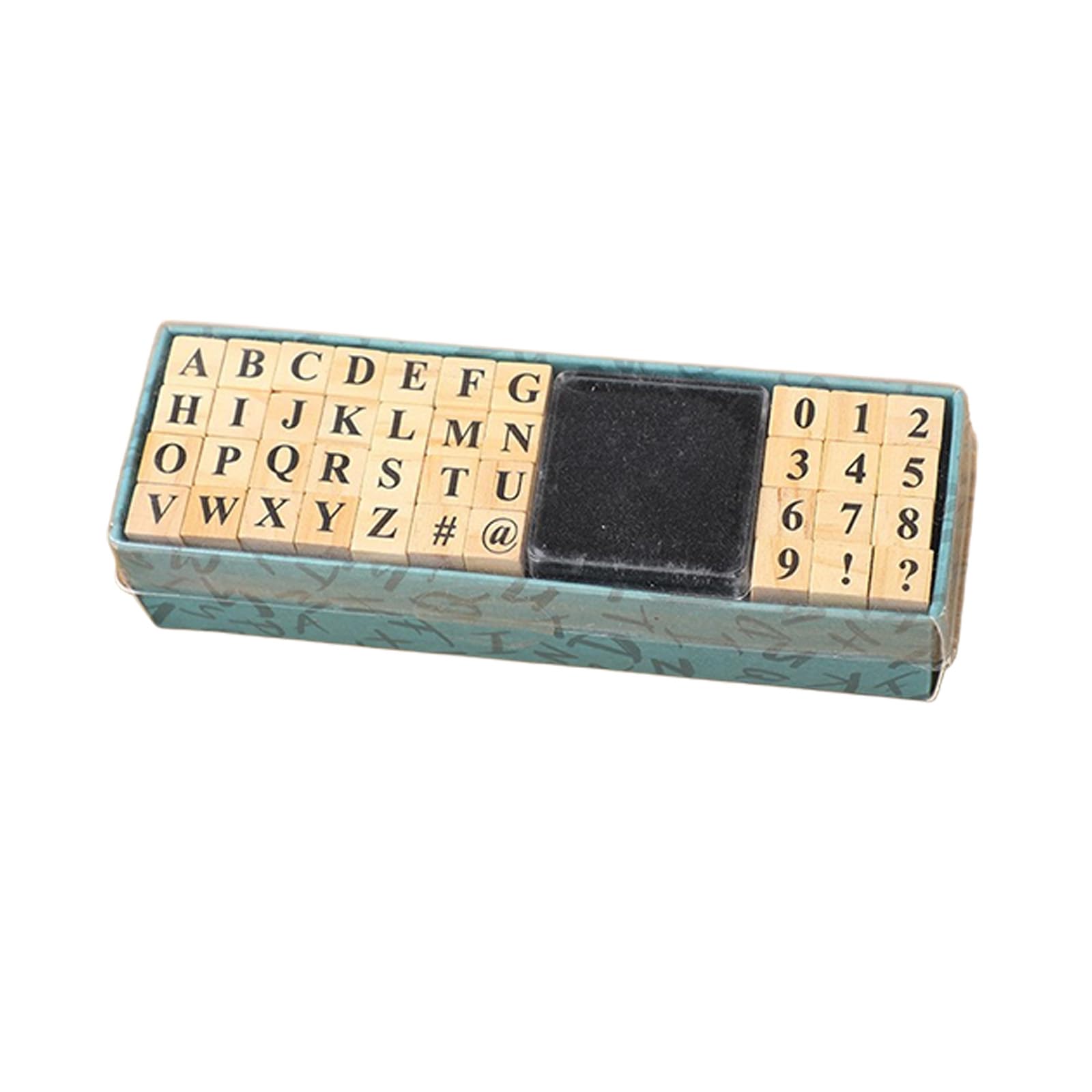 Kahdgss Regular C Apital Wooden Letter Number Stamp Multipurpose Crafting Labeling Stamp Set Includes 40 Stamps And Inks Pad For Document Marking Letter Number Wood Set