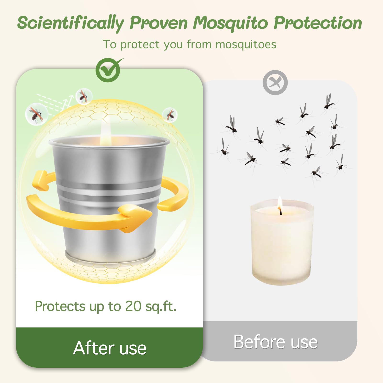 Citronella Candles Outdoor Indoor - 100% Natural Soy Wax Mosquito Bug Repellent Candles for Outdoor Indoor Use, Home Decor & Relaxing Moments (8)