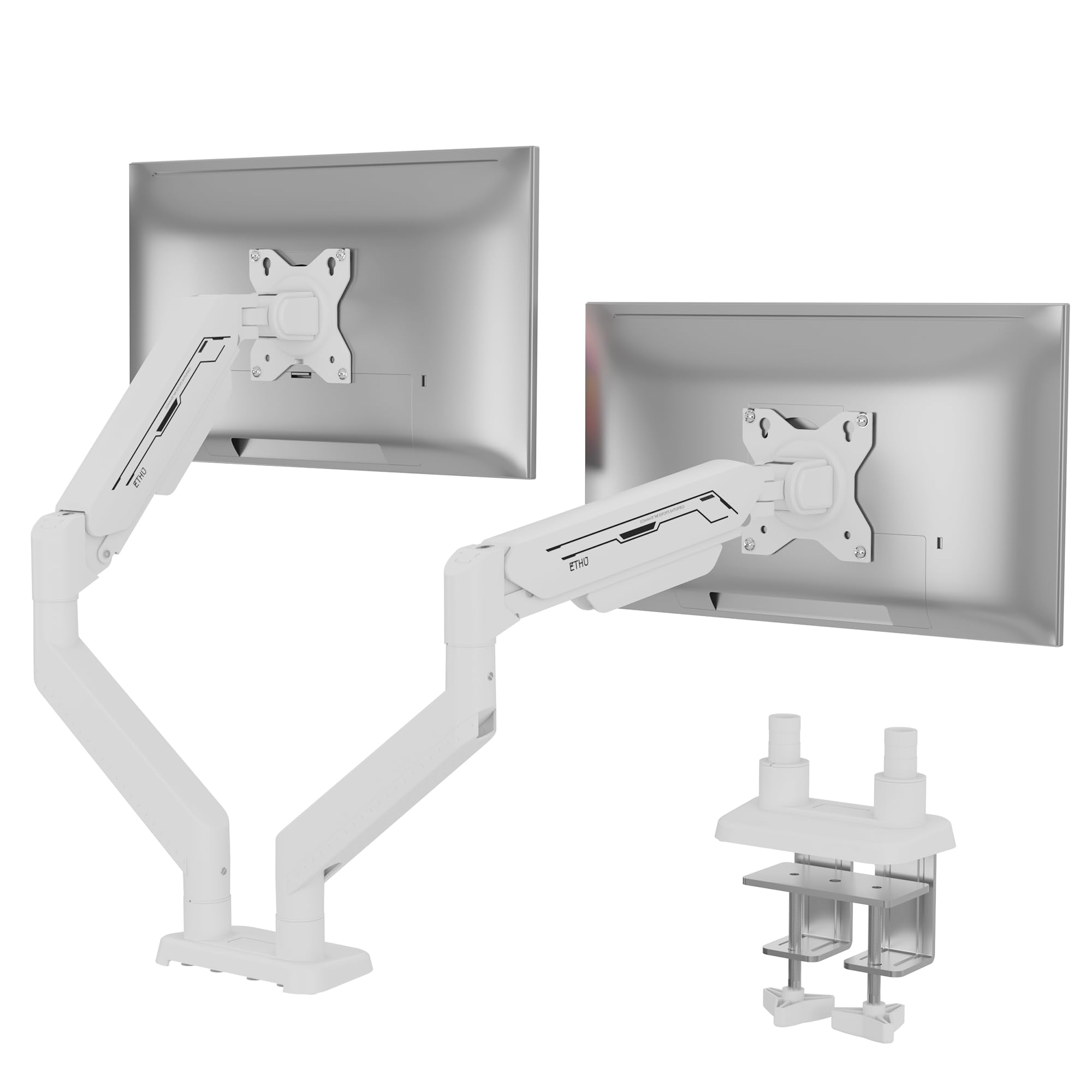 ETHU Bras de Moniteur simple-ET12K (Blanc, Deux écrans)