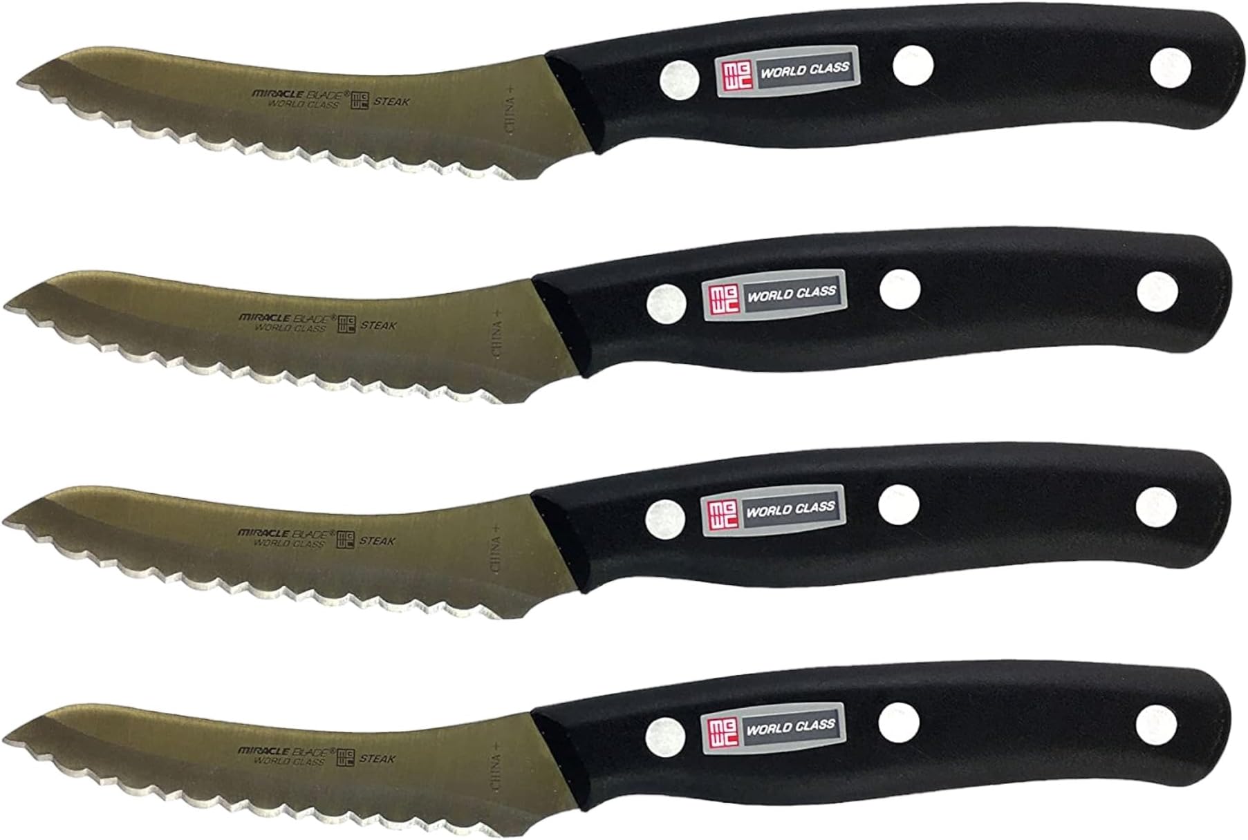 Miracle Blade IV World Class Professional Series Set of Four (4) Serrated Steak Knives