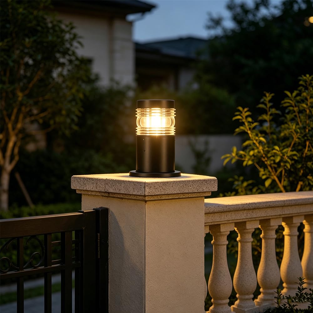 Retro Lámpara de Sobremuro para Exteriores,Impermeable Luces de Pedestal Camino Luces Poste Aluminio Farola de Exterior E27 Jardín metal Patio Paredes Porche Terraza villa puerta balcón (D)