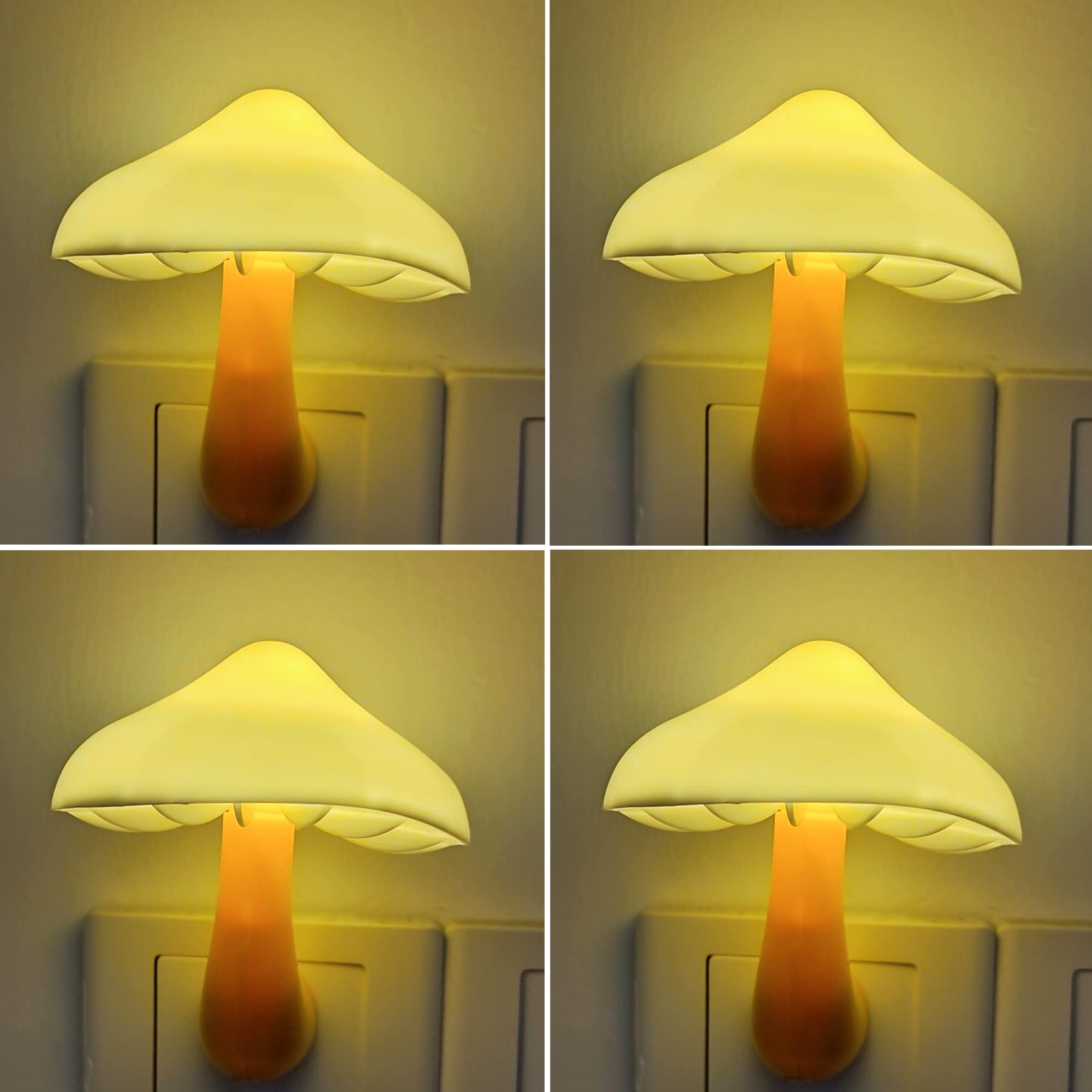 AUSAYE 4er-Pack Stecker-Nachtlicht, Pilzlicht LED-Nachtlichter für Kinder, Erwachsene, Schlafzimmer, Badezimmer, Flur, Treppen, Küche weiß