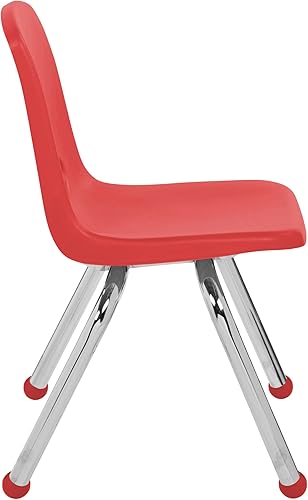 Miniatura 8 de FDP 10359-RD - Silla escolar apilable de 12 pulgadas, asiento de estudiante apilable con patas de acero cromado y deslizadores de bola para