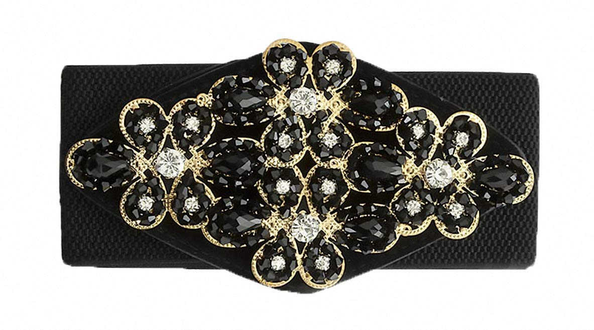 Sparking Rhinestone Crystal Women's Elastic Wide Skinny Waist Stretch Belt for Dress