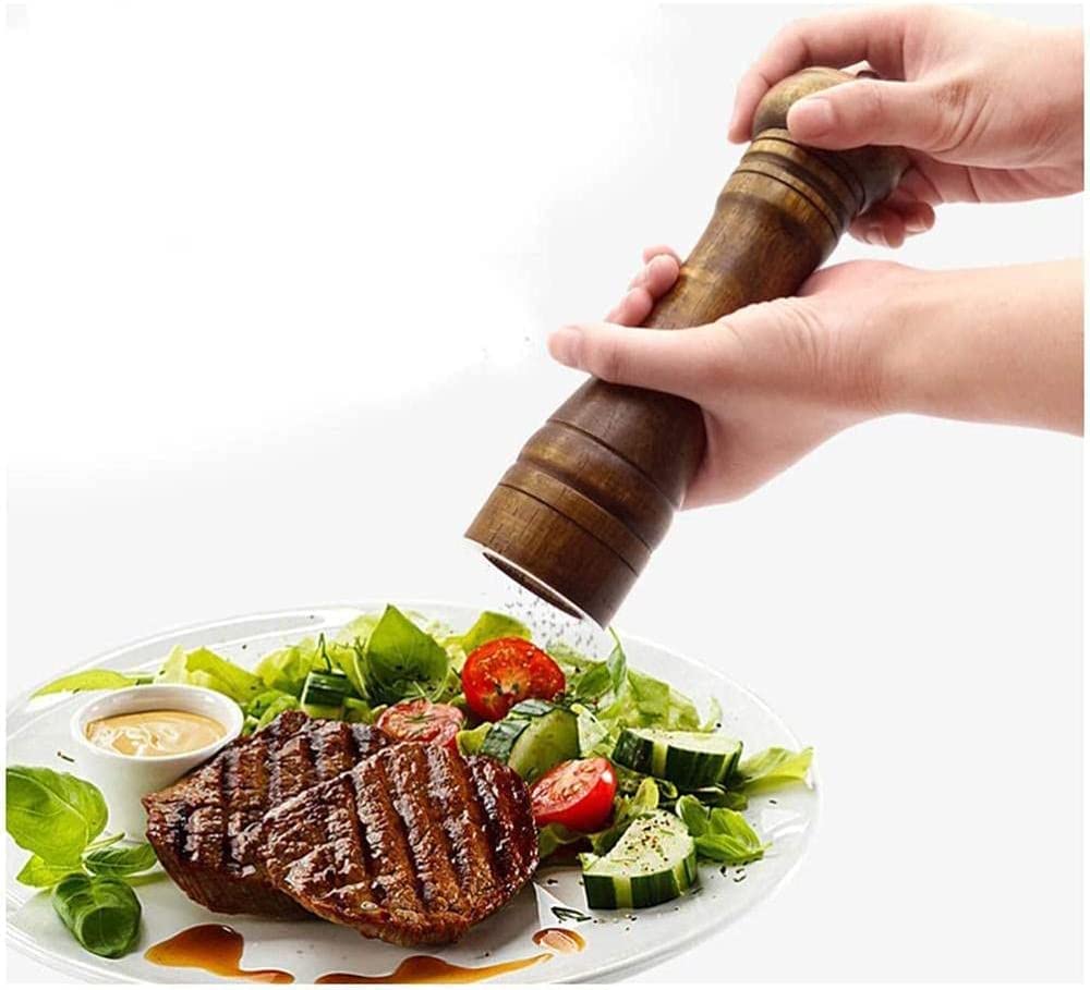 Macina sale e pepe, macina pepe fatto a mano in quercia, tazza in ceramica, pepe, macina pepe nero, macina spezie da cucina, macina pepe, macina pepe, macina sale da 10 pollici, macina sale e pepe (ma