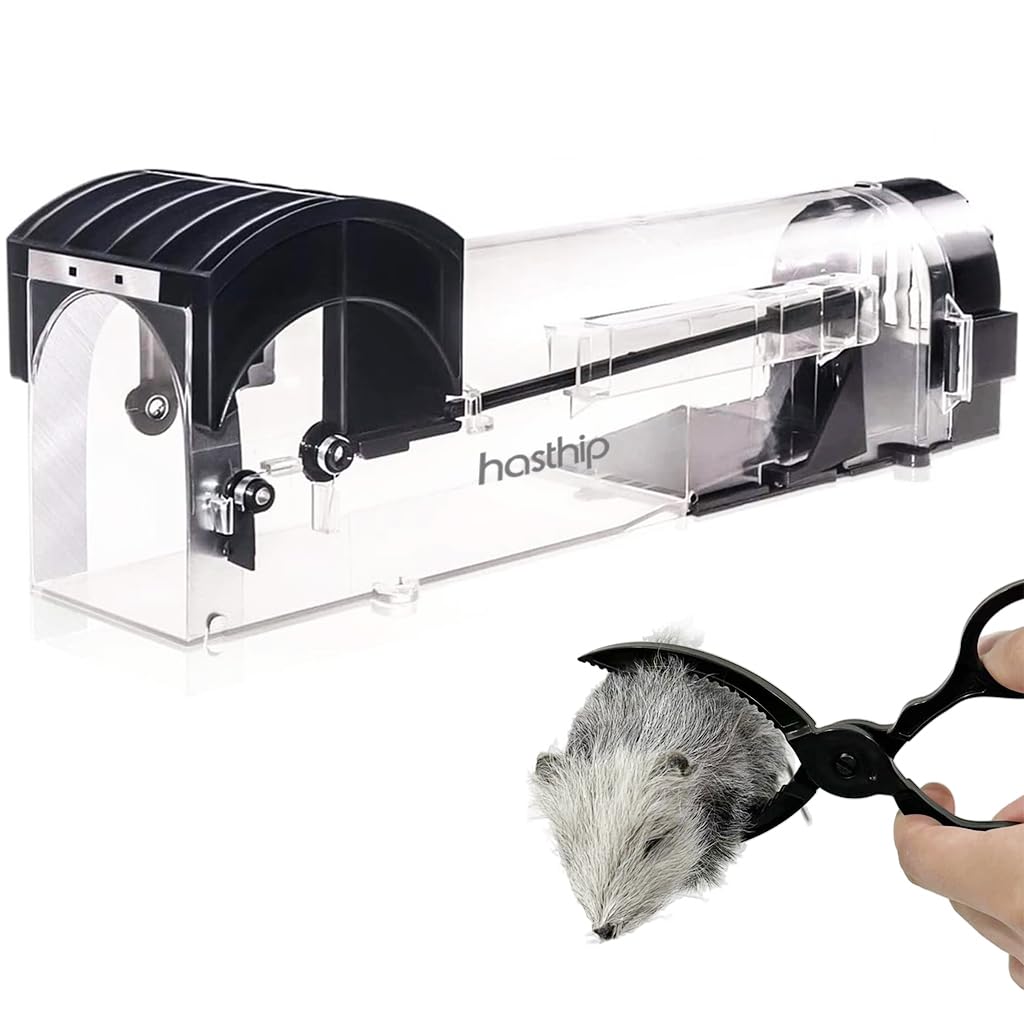 HASTHIP® Mouse Trap & Snap Trap Combo 12.6 Inches Transparent Rat Trap Quick Response Live Trap Rats Catcher Humane Catch-and-Release Reuseable Mouse Trap for Kitchen-image-6