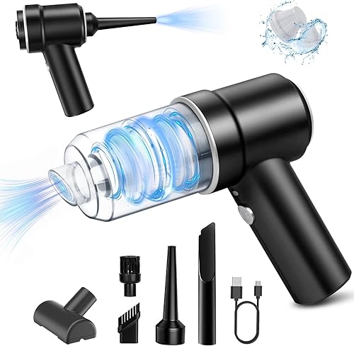 AOLWEEC Aspiradora de mano inalámbrica, mini aspiradora de mano, aspiradora de coche con LED, plumero de aire eléctrico y aspiradora 2 en 1