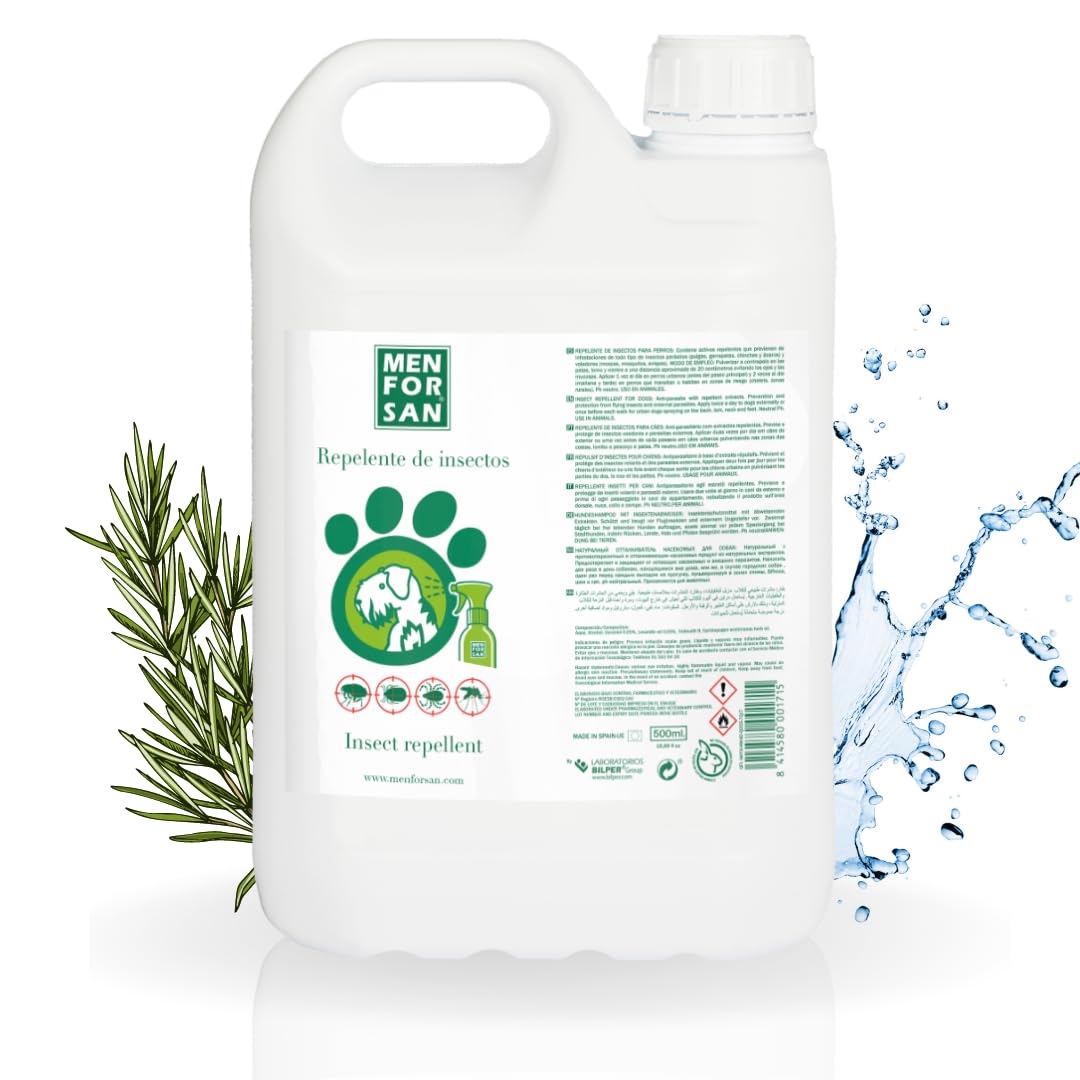 MENFORSAN Repelente Natural de Insectos para Perros con Citronela | Muy Efectivo contra Bichos Voladores | No Tiene Efectos Secundarios | 5L