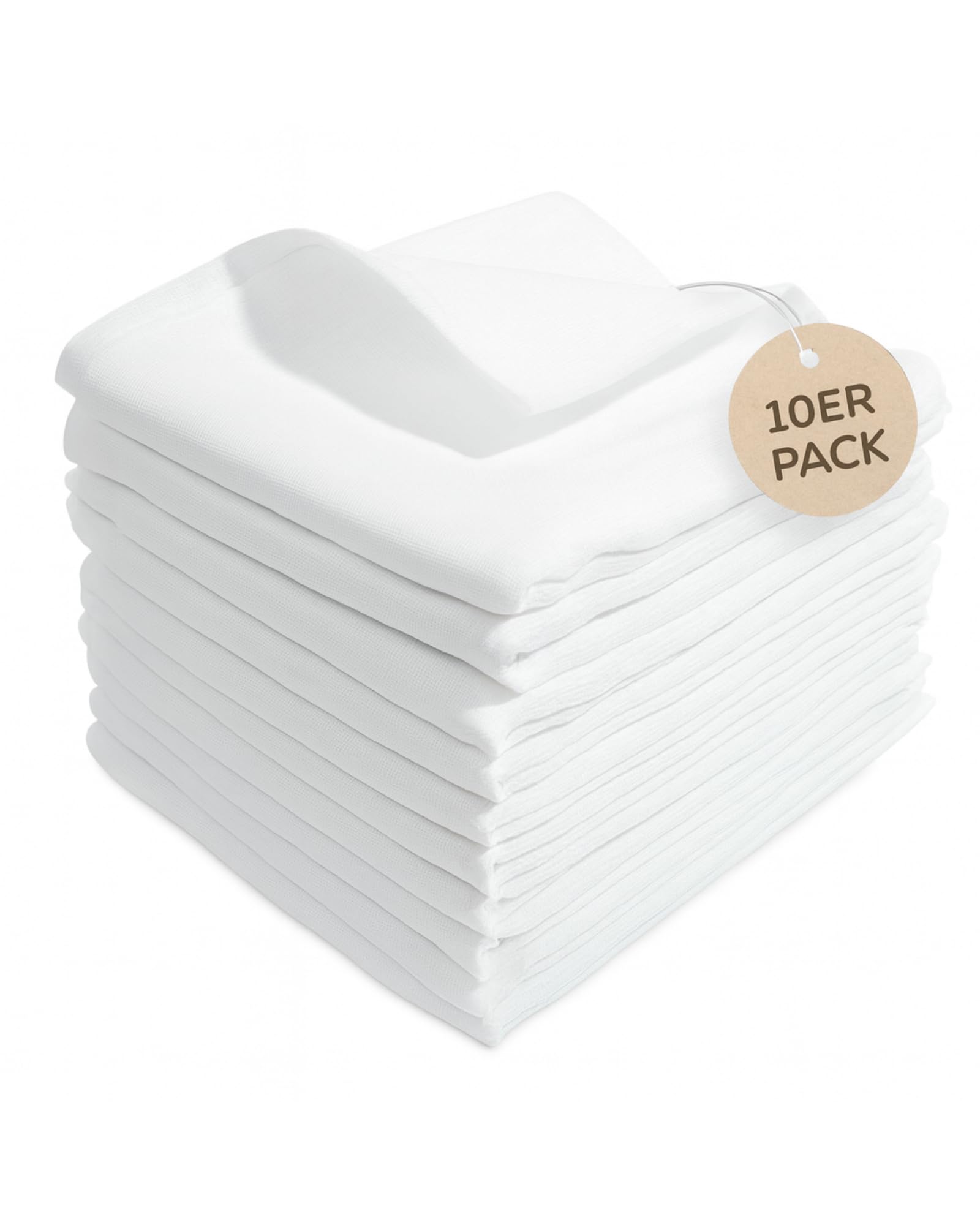 Kindsgard Mullwindeln - 10er Pack - 70x70 cm - 100% Baumwolle - OekoTex 100 Zertifiziert - weiche Spucktücher - saugstark, hautfreundlich & atmungsaktiv - waschmaschinenfest - ideal für Babys - Weiß