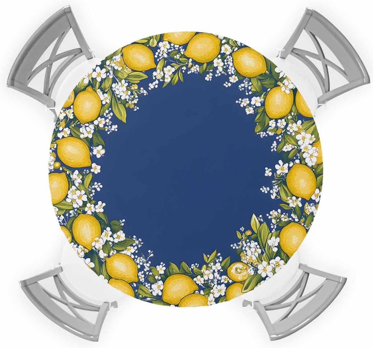 Spring Eucalyptus Leaves Round Tablecloth Summer Eucalyptus Leaves Fitted Table Cover with Elastic Edge Waterproof Table Cloth for Dining Cafe Picnic, Fits Round Table up to 55"-60" Diameter