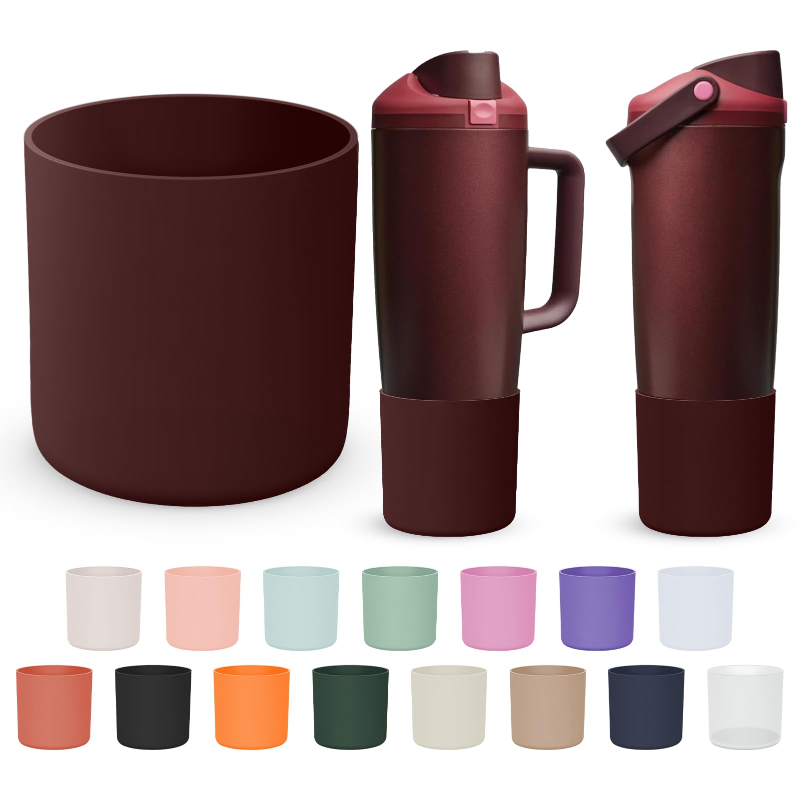 BKBY Silicone Higher Boot Compatible with Owala 30oz & 40oz FreeSip Sway Bottles & Tumblers, Large Protection Anti-slip Bottom Cover Sleeve for Freesip Sway Tumbler and Bottle — image 1