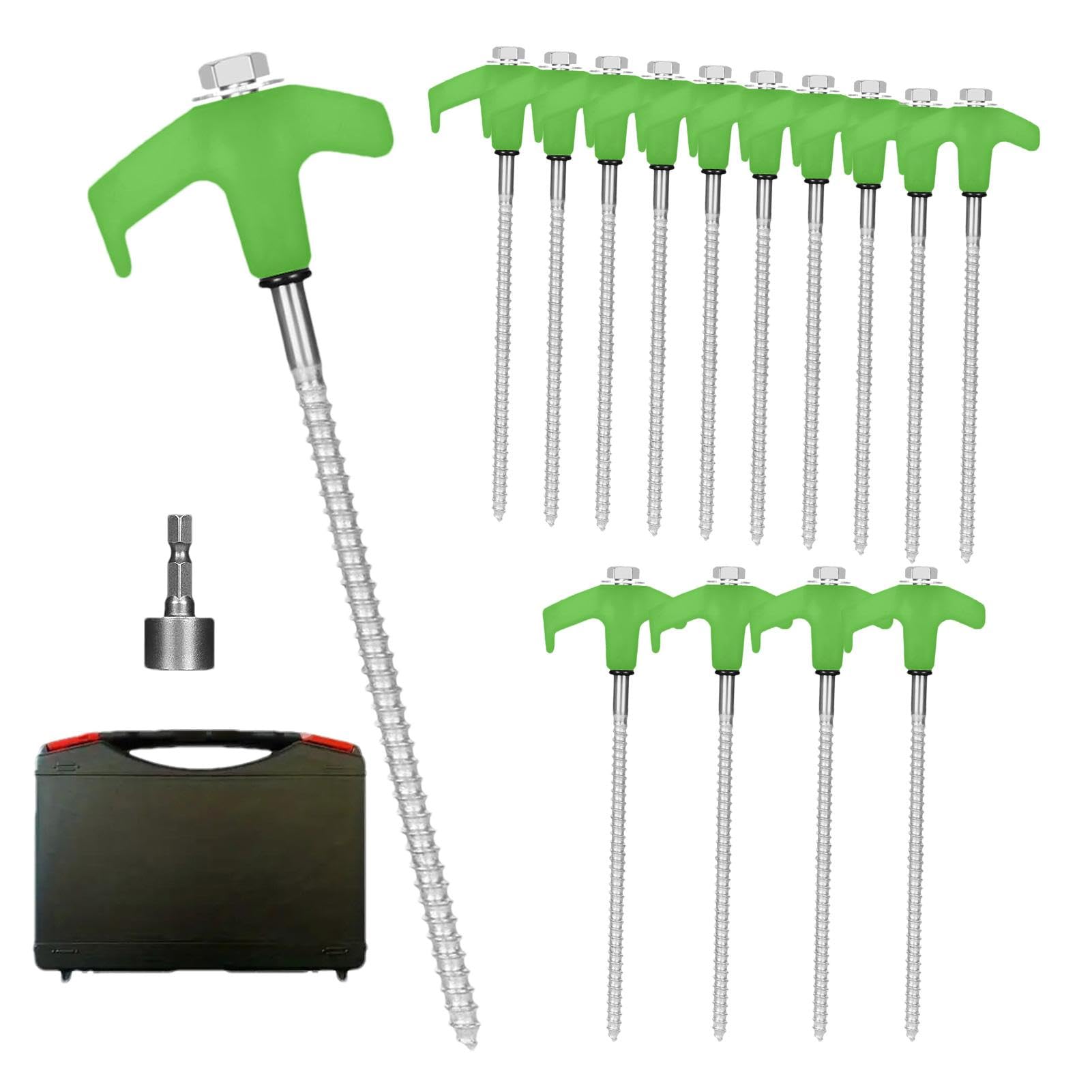 Picchetti per resistenti, 15 pezzi, M8, picchetti per a baldacchino, chiodi per corda da terra, terreno multifunzionale, tasselli da avvitare con scatola portaoggetti per esterni | chiodi per corda da terra, terreno multifunzionale, tasselli da avvitare c