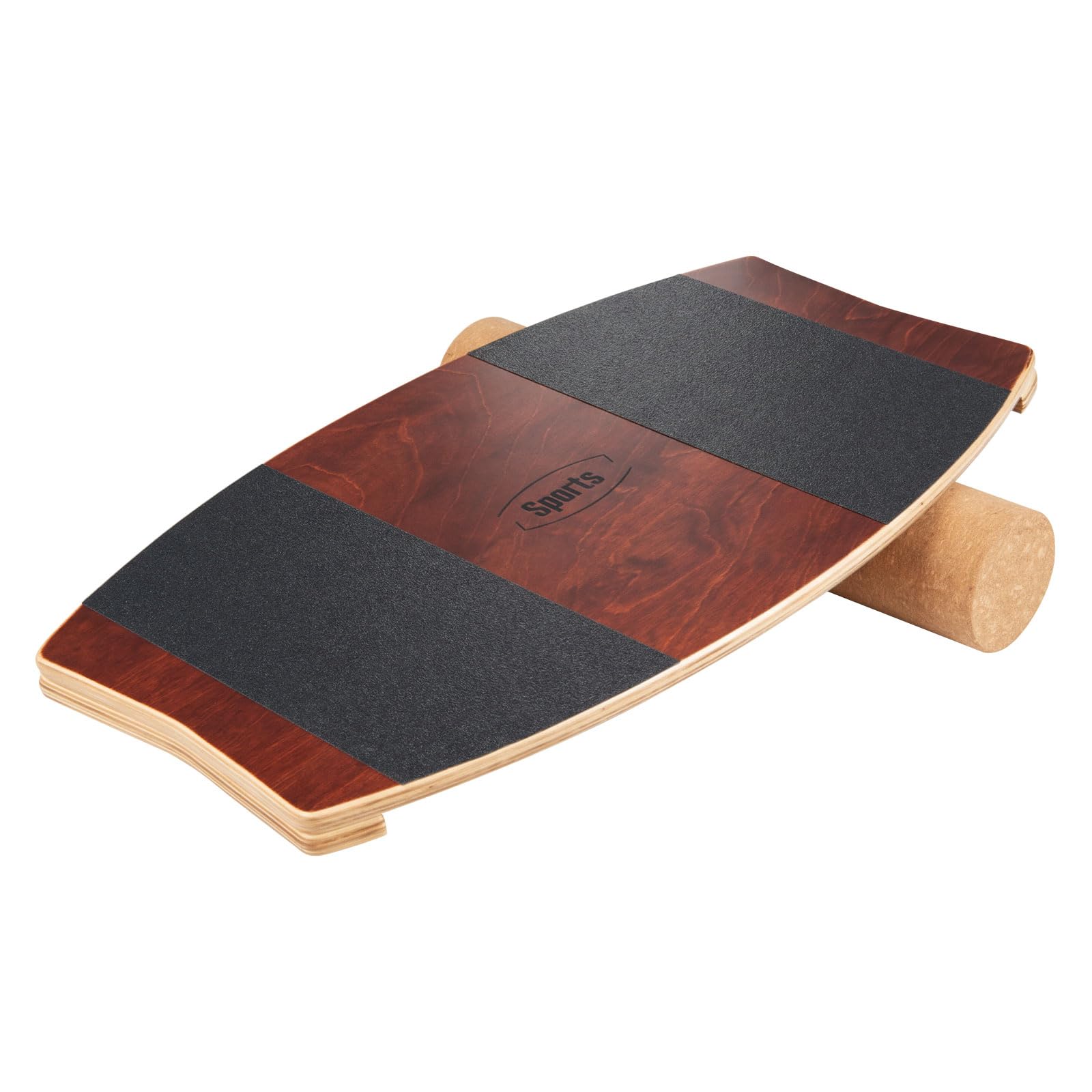 GYMAX Tavoletta Propriocettiva in Legno, Balance Board con Rullo, Tavola di Equilibrio in Legno, Antiscivolo, Sicuro, per Allenamento di Surf e Skateboard, Forza di Core e Muscoli, Marrone