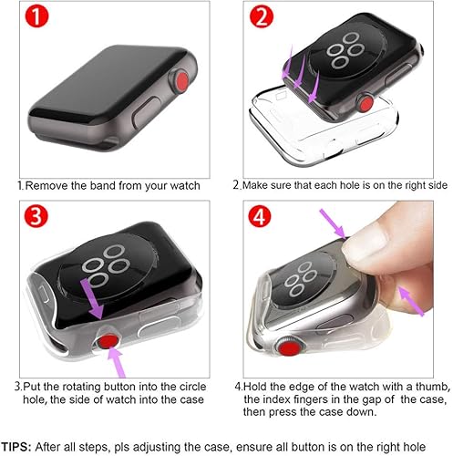 Miniatura 7 de Julk - Funda protectora general de TPU HD ultrafina de 1.732 pulgadas para Apple Watch Series 6, SE, 5 y 4, paquete de 2 unidades (1 rosa + 1