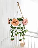 Vista 1 de Sorrel + Fern Rose Mobile & Arm Nursery Set – Incluye cuna de flores de rosa de fieltro + brazo móvil de cuna de bebé de madera – para niñas