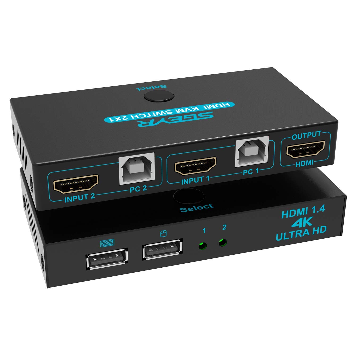 SGEYRHDMI Switch, HDMI Switcher with Remote, Hdmi 1.4 4k@60hz Switch, Usb Switch 2 Computers, KVM Switch Hdmi, Displayport Switch, Usb Switcher, USB KVM Switch HDMI, for Printer, Mouse, Laptops