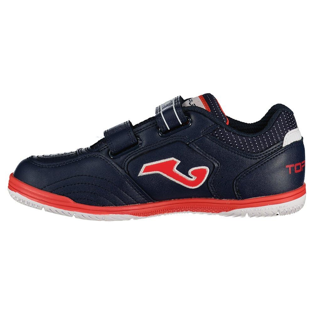 Joma TPJS2403INV Deportivas de Futbol Sala para niños en Color Marino y Rojo, con Doble Velcro y Plantilla de Piel NIÑO Deportivos