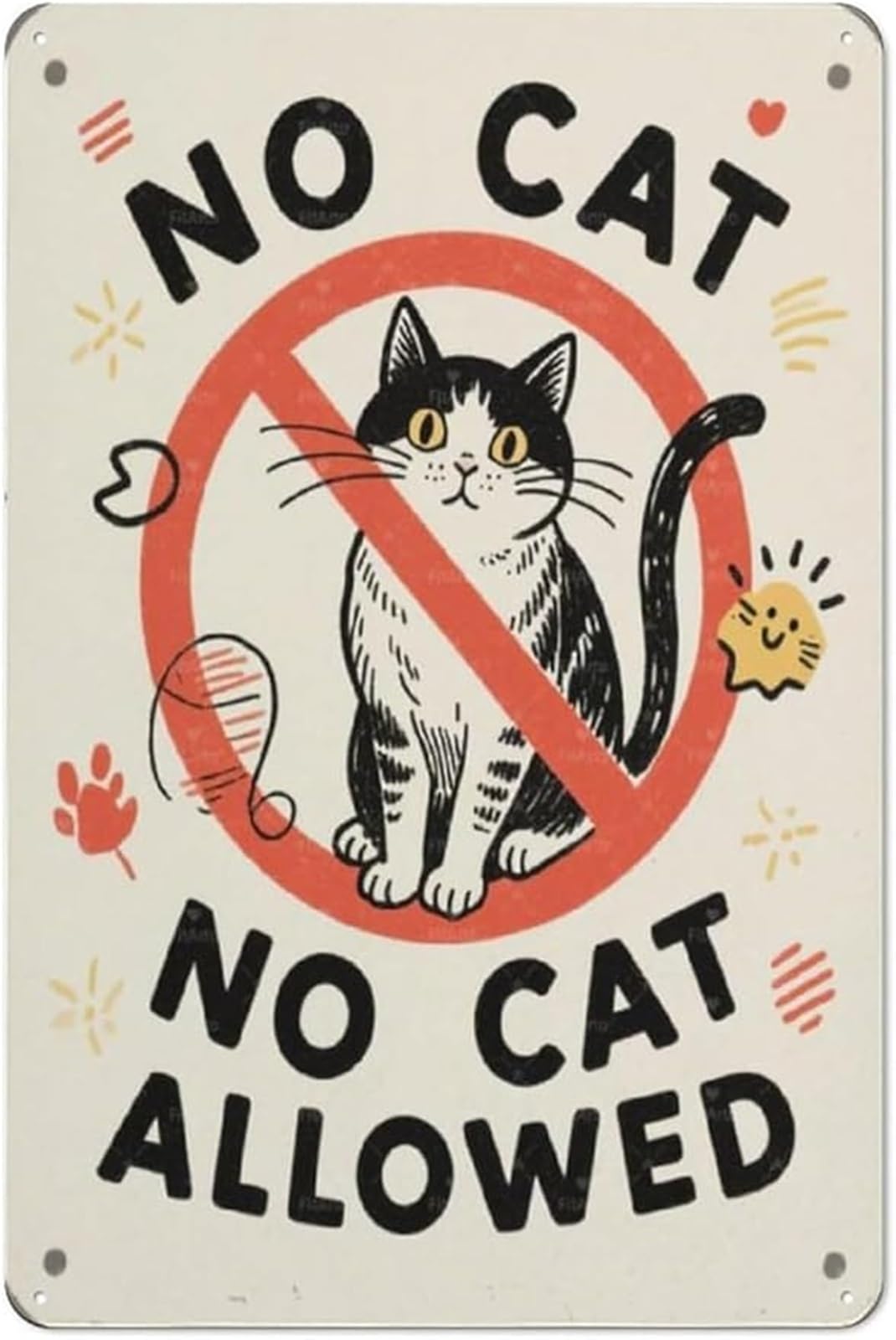 NWPNLXEA No Cats Allowed Funny Vintage Tin Sign Retro Metal For Home Office Bar Man Cave Wall Decor 8 X 12 in