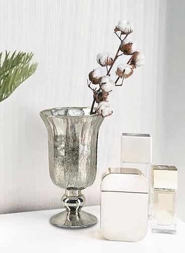 Miniatura 2 de Serene Spaces Living Florero de platino antiguo, urna de vidrio de mercurio para centros de mesa, bodas y decoración de eventos, florero floral de