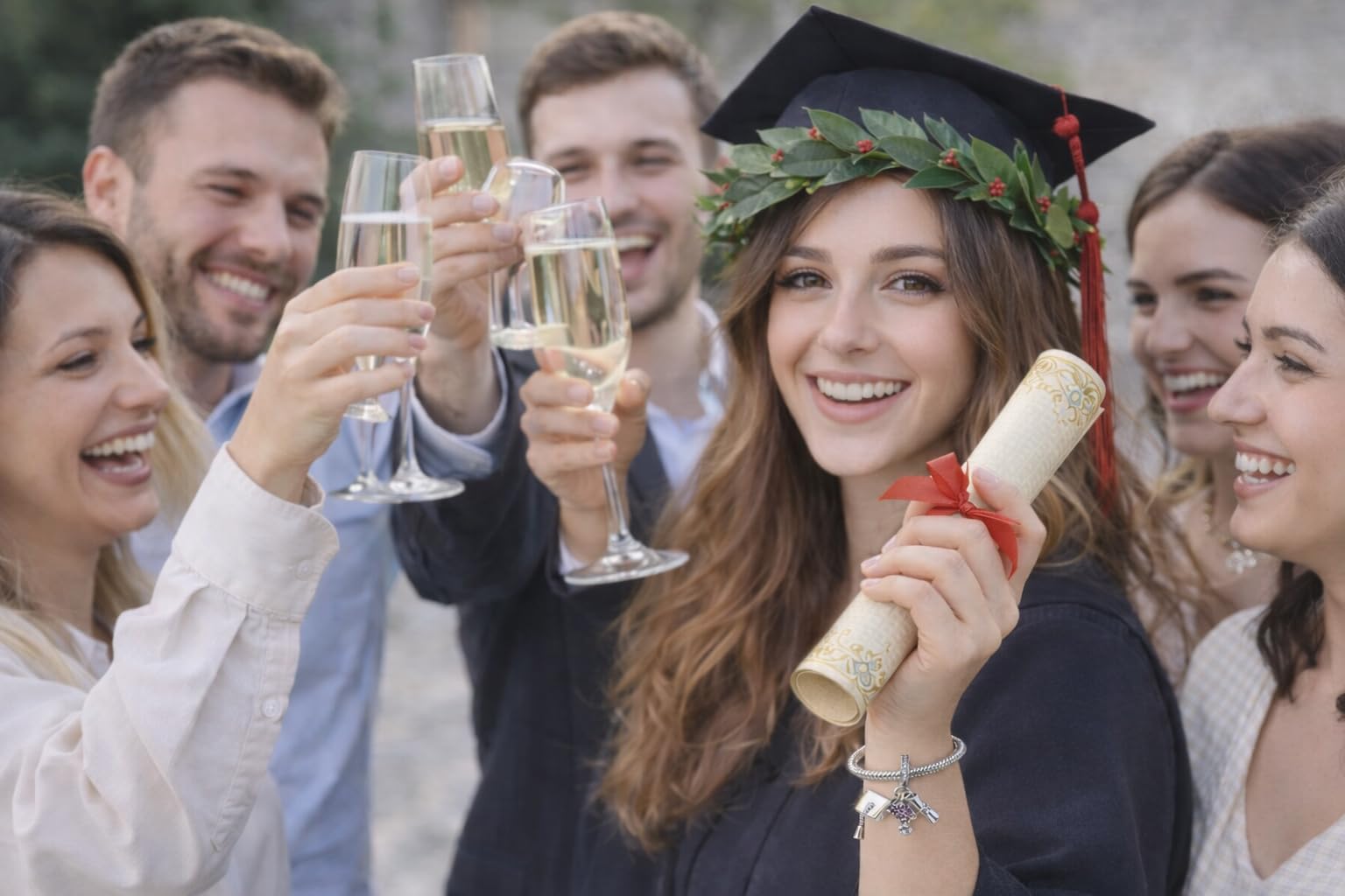 Charm Nowy 2023 Kompatybilny Wszystkie marki Wisiorek Ukończenie szkoły Dyplom Kwiaty Pergamin Urodziny Zawieszki na rocznicę Oryginalne Srebro Mama Koralik Talizman Serce Boże Narodzenie