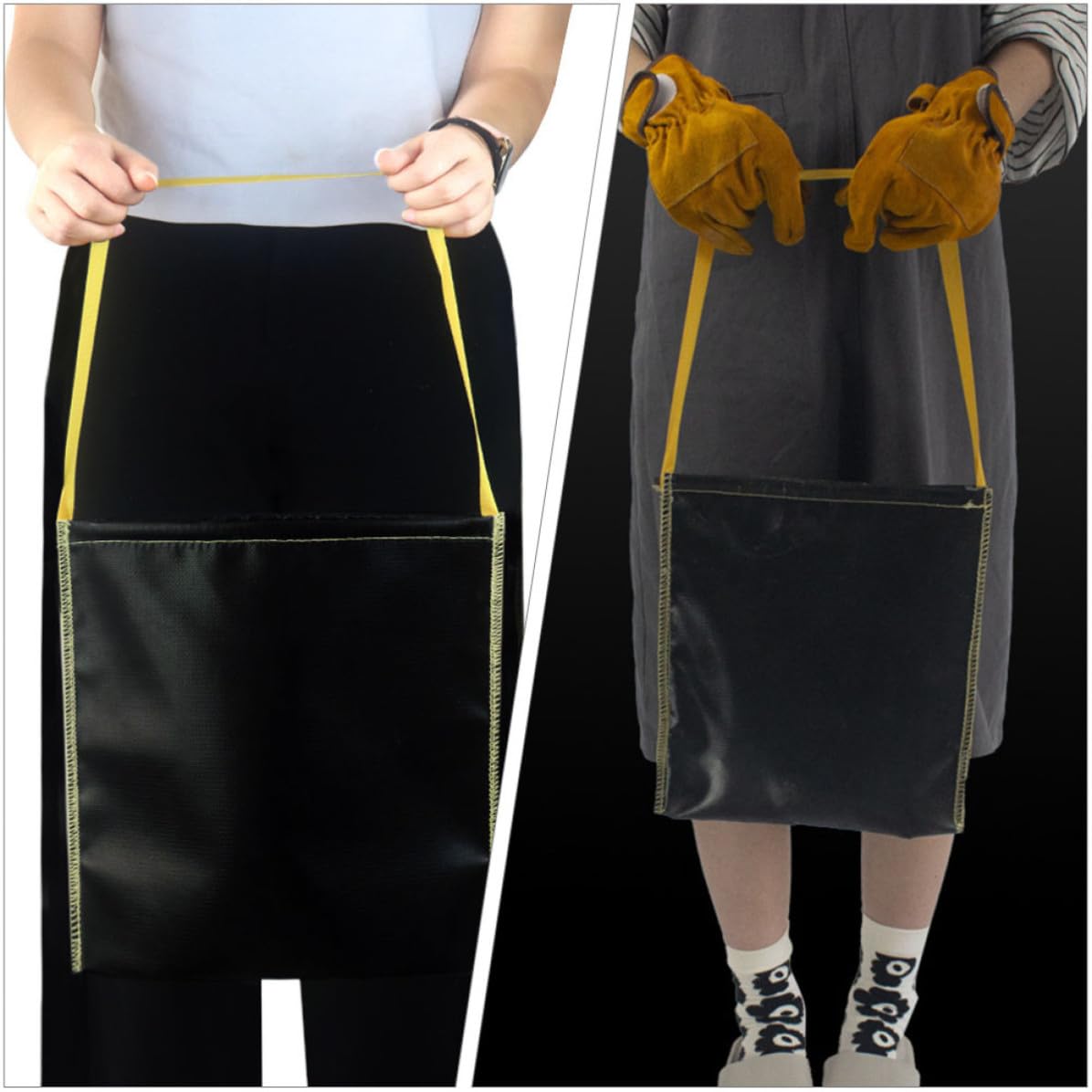 Mikikit Feuerfester mit Griffdesign Aufbewahrungsbeutel aus Nylon und Silikon Großer Kapazität in Schwarz für Grillkohle und Outdoor Einsätze