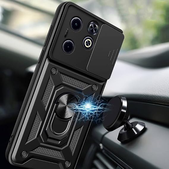 Smart 8 için Kamera Korumalı Zırhlı Manyetik Standlı Satürn Kapak Siyah