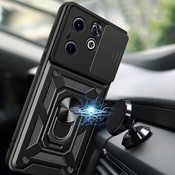 Smart 8 için Kamera Korumalı Zırhlı Manyetik Standlı Satürn Kapak Siyah