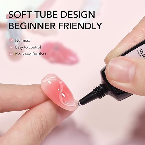 Miniatura 3 de GAOY Gel de uñas 3D, 0.53 oz de gel transparente para tallar, moldear y pintar diseños de arte de uñas, pegamento de diamantes de imitación para