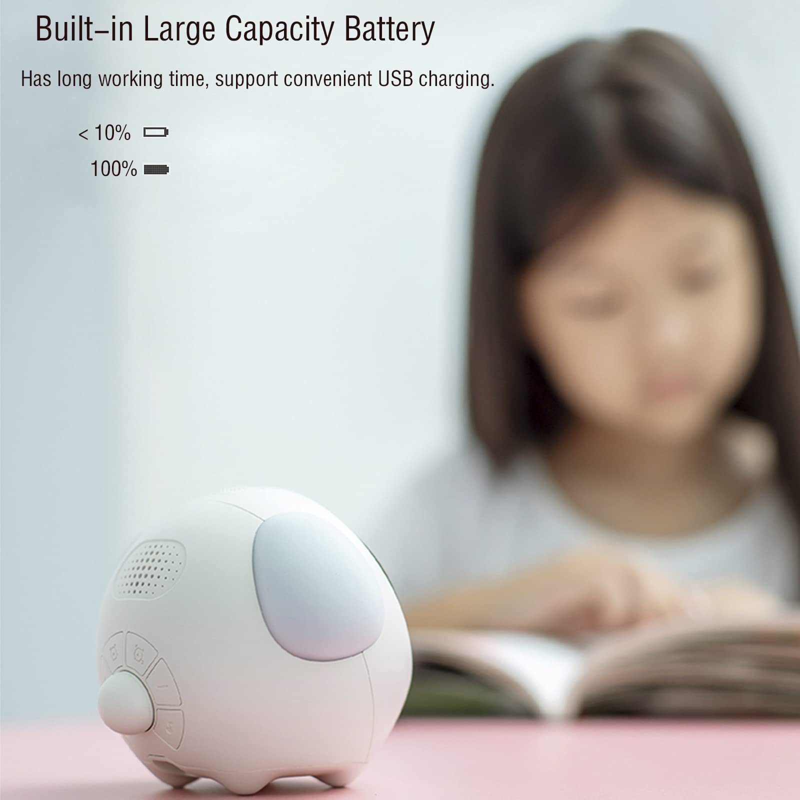 Réveil Numérique Enfant Mignon – écran LED Avec Expressions – Veilleuse Et Radio – Batterie 1500 MAh – Blanc Ou Rose