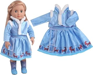 BSNRDX Doll Princess Clothes, Girls Cute Cartoon 18 inch Winter Thickened Plush Doll Princess Dress Accessories Girl Princess Doll Birthday and Christmas Children's Gift (Blue)