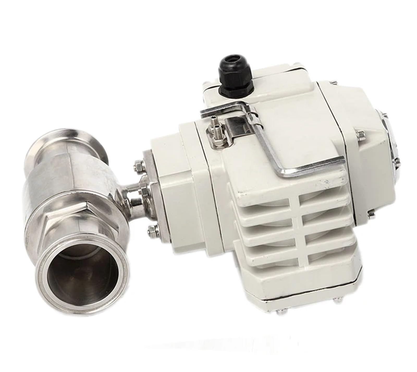Valvola a sfera motorizzata a piattaforma alta a 2 vie da 76 mm in acciaio inossidabile Q911F-16P Valvola a sfera elettrica con morsetto a tre vie sanitaria, 1 pezzo(220VAC)