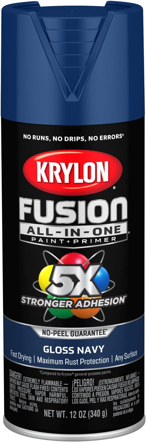 Krylon Fusion All-In-One Adhesive Spray Paint for Indoor/Outdoor Use, 12 oz, Navy