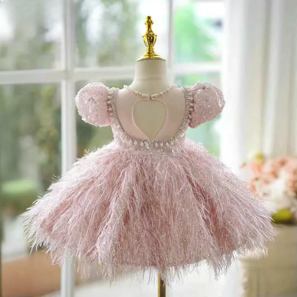 ZBDZSW Elegante Rosa Mädchen Prinzessin Feier Klavier Recital Kinder Party Kleid Blume Tutu Kleid Hochzeit Geburtstag