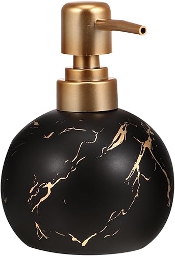 STOBAZA 1pc Products Vanity Black Marble Elegante Champú Espuma Viaje Cerámica Dispensadores Ing Porcelana Encimera de Mano Botellas Plato Baño