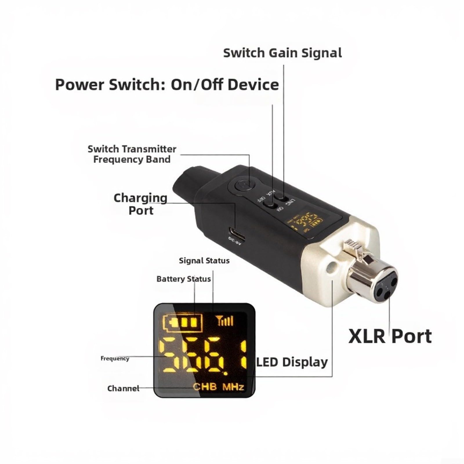 Kit di monitoraggio in-ear wireless in lega di alluminio per 1 trasmettitore e 2 ricevitori, audio professionale per musicisti di palcoscenico prove di banda (1 a 2)