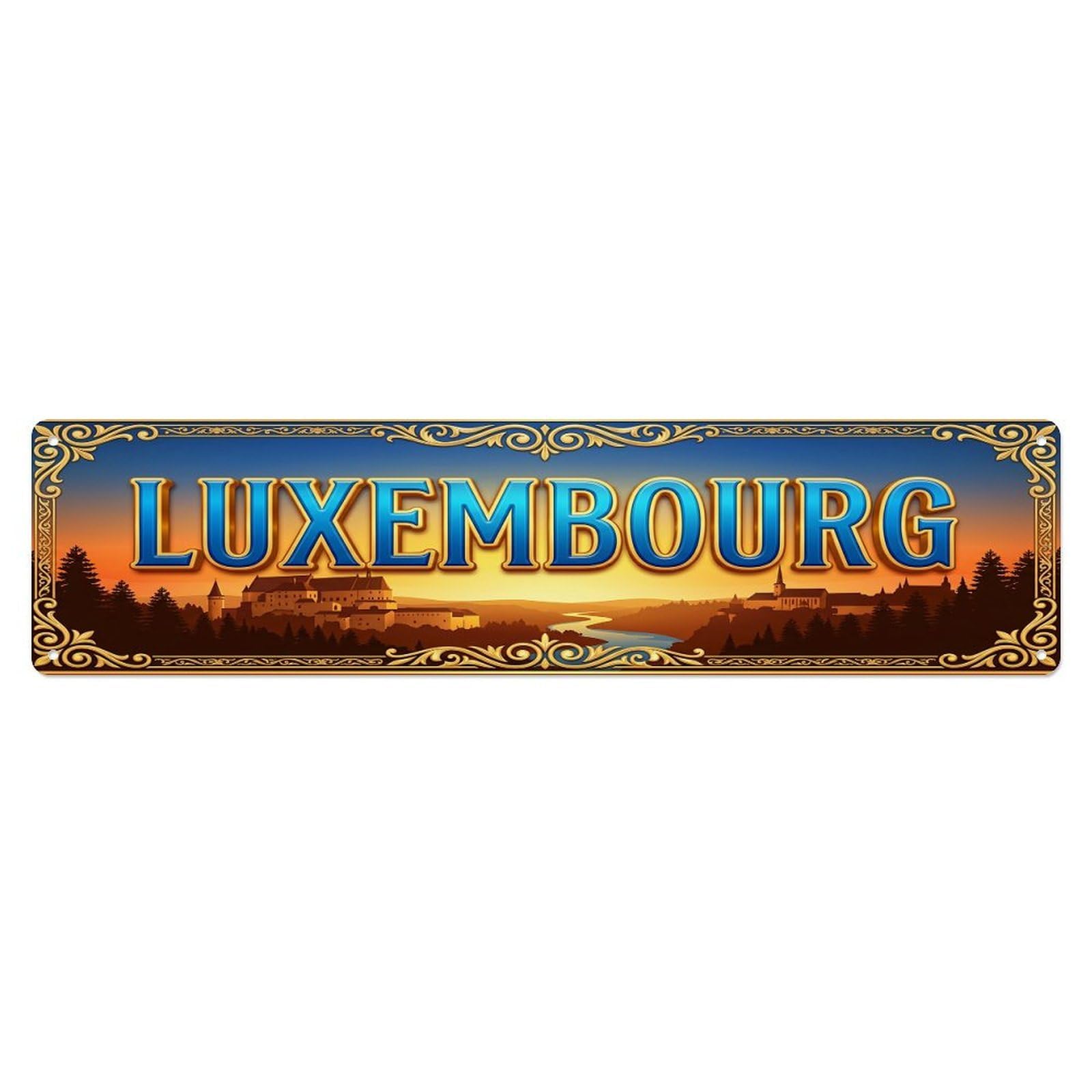 Vintage Luxembourg Travel Badge Metal Tin Sign